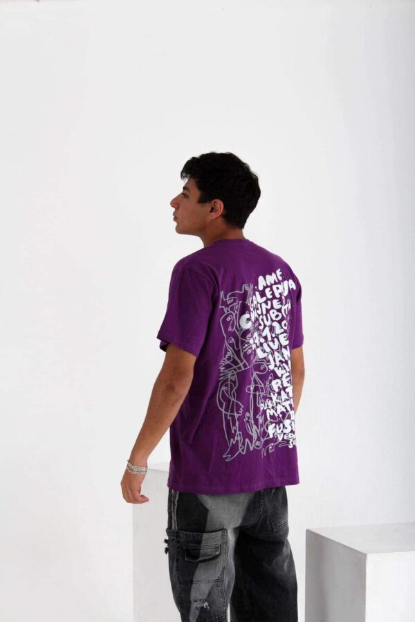 One Line Design Purple T-shirt - Image 2